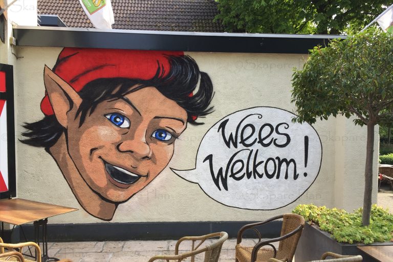 Een mooie muurschildering bij Koeckers in Den Hout, gemaakt door Skapareplan
